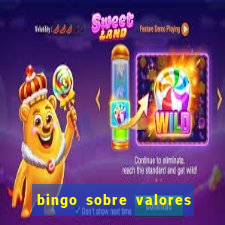 bingo sobre valores para imprimir