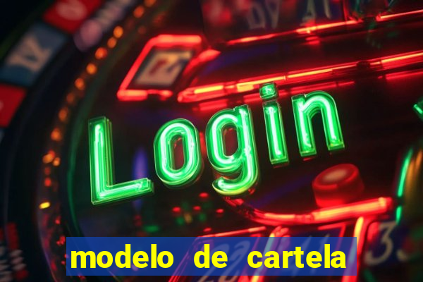 modelo de cartela para bingo