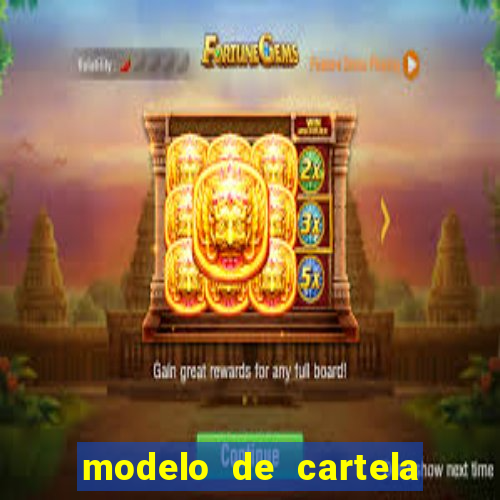 modelo de cartela para bingo